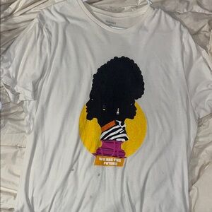 Old Navy White Short-Sleeve Graphic Tee with Yellow & Purple Print